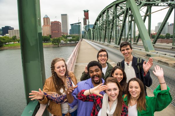 lewis clark students on bridge